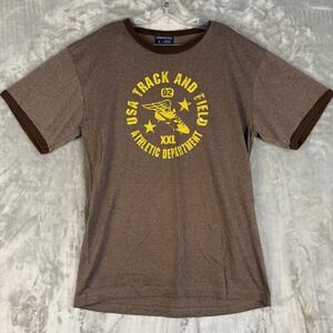 Y2K Aeropostale Track and Field Athletic Department‎ Brown Ringer T Shirt Size L